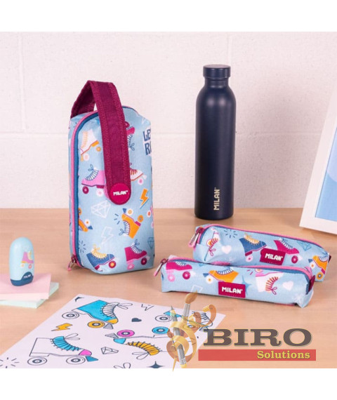 Пенал школьный Milan "Roller" 4 отделениями с наполнением